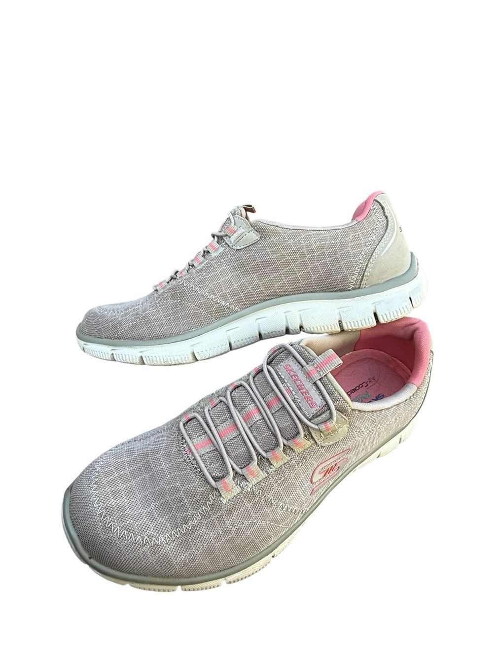 Skechers Summits Bungee Trainers Slip on Athletic Sneakers Beige Pink size 7